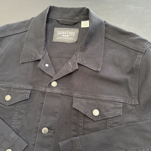 Levis Premium Trucker Jacket Mens 2XL Black Denim Button Up XXL Classic Fit Coat - Picture 1 of 11